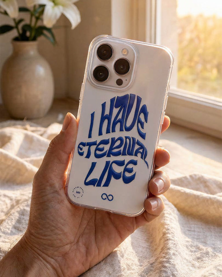 I Have Eternal Life (Blue) - Clear iPhone Case