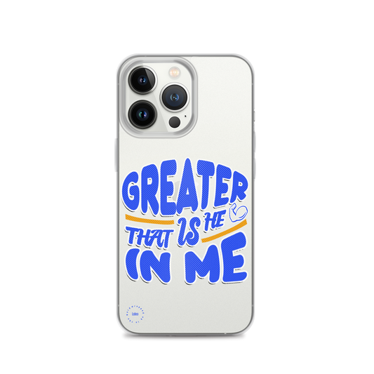 Greater is He (Blue) - Clear iPhone Case